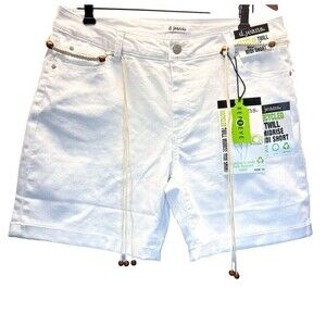 D.jean Womens Slimming Fit Cuffed Jeans Shorts Size 14 Lift Tuck tie White
